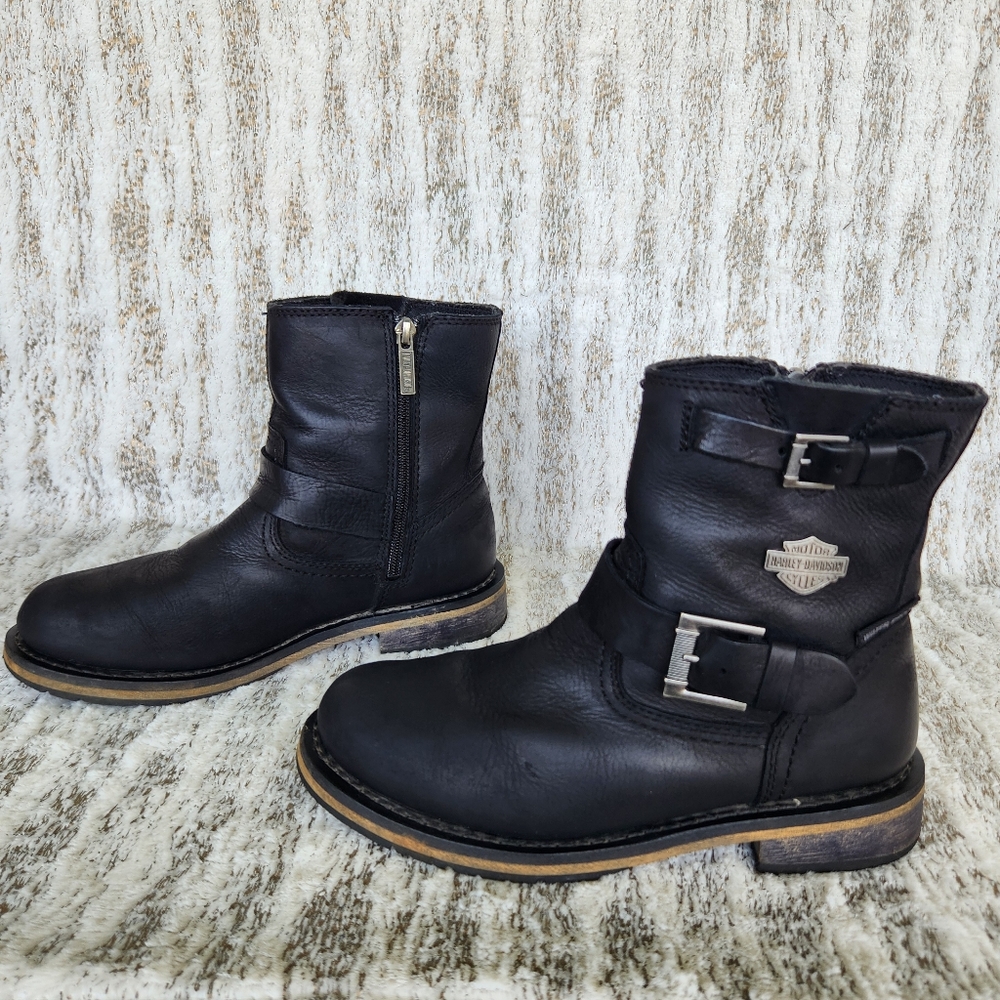Harley-Davidson "Kommer" Waterproof Motorcycle Boots Black Leather | Women's 7 - Picture 7 of 13